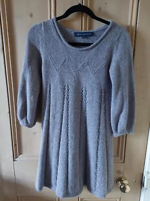 French Connection Short Alpalca Wool Knitted Dress 3/4 Sleeve Mid Grey UK 10 • £25