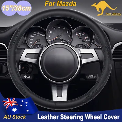 Genuine Leather Car Steering Wheel Cover Anti-slip 15  For Mazda CX3 CX5 CX7 CX9 • $41.51