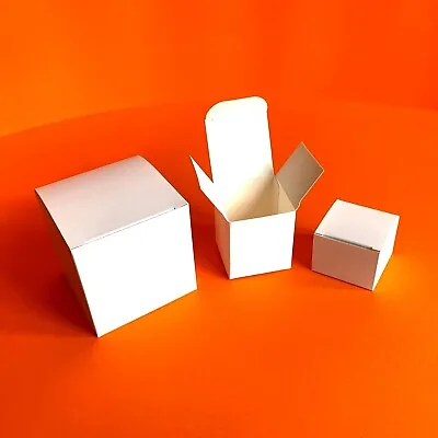 50 X Multipurpose SQUARE Packaging White Card Storage Boxes ~ Container Cartons • £10