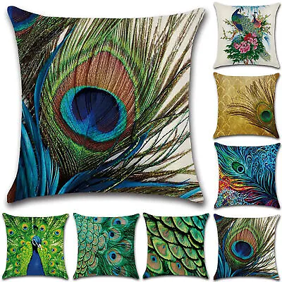 £2.99 • Buy Teal Blue & Green Peacock Square Feather Cushion Covers Pillow Case Chair Decors