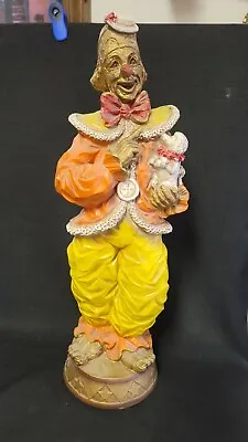 Universal Statuary Corp #350 Clown W/ Poodle Chalkware Statue 25  • $69.99