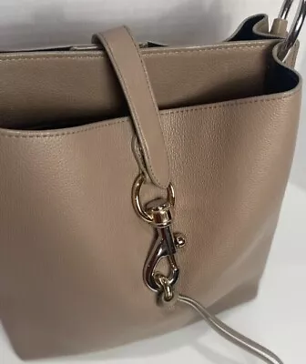 Rebecca Minkoff Taupe Leather Megan Feed Bag With Stunning Silver Hardware Clasp • $59.99