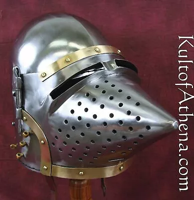 Antique Pig Face Bascinet Armor Helmet Antique Medieval Functional Helmet Gift • $71.89