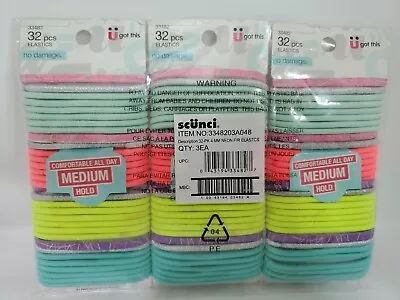 Scunci No Damage Hair Ties Elastic Ponytail 32 Pcs Medium Hold (3 Packs) • £9.55