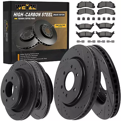 Front Rear HIGH CARBON Steel Brake Rotors + Brake Pads For Ford F-150 2012-2020 • $299.99
