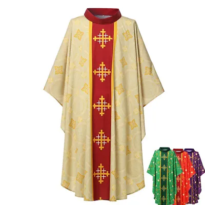 Medieval Men Cross Robe Christian Ethnic Religion Robes Gilded Monk Clothing • $29.99