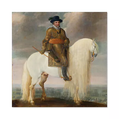 Van Hillegaert Prince Maurits White Warhorse Painting Large Wall Art Print 24X24 • £19.99