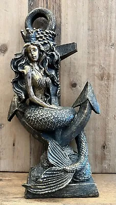 Mermaid On Anchor Resin Statue 12  X 5.5  • $39.99