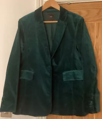 Next Green Velvet Jacket Size 18 Blazer Lined Quality Cotton Blend Vgc Worn Once • £39.99