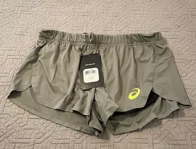 Asics Women’s To W Knit Shorts Sz. M NEW GREY W/Briefs • $0.99