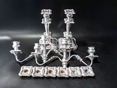 Vintage Silver Plate Candelabra Pair Candle Holder 18  Tall Convertible • $399