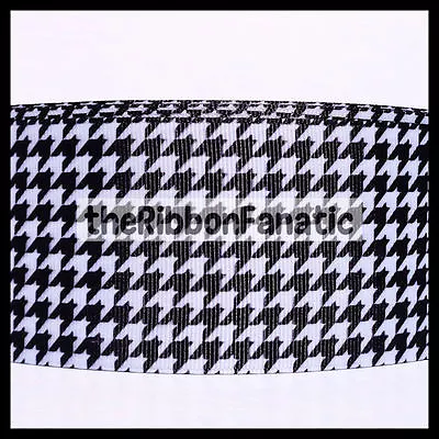 3 Yds 2.25  Black White Houndstooth Check Alabama Crimson Tide Grosgrain Ribbon • $4.50