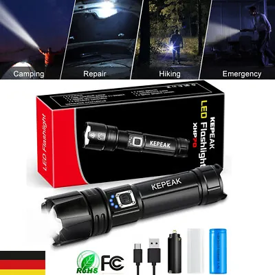 Taschenlampe Taschenlampe LED Aufladbar 9000 Lumen Einstellbarer Fokus Camping • $7.99