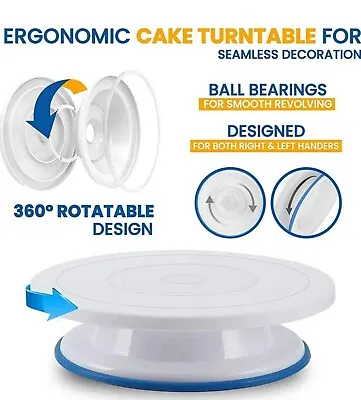 Rotating Cake Turntable Decorating Dessert Display Stand Icing Smoother Kitchen • £2.59