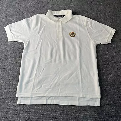 Vtg Burberry White Collared Polo Rugby Crest Logo Shirt Mens S 1990s USA Made • $44.94