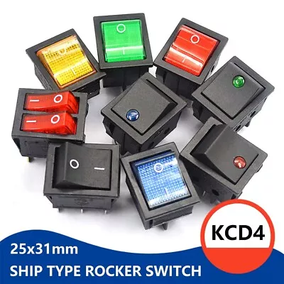 KCD4 Rectangular Boat Rocker Switch 25x31mm Rocker Power Switch ON-OFF AC 250V • $1.99