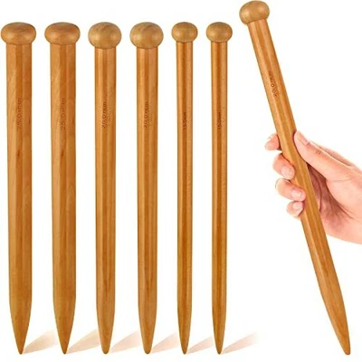 $31.12 • Buy 6 Pieces Large Knitting Needles Jumbo Straight Wooden Knitting Needles 3 Size...