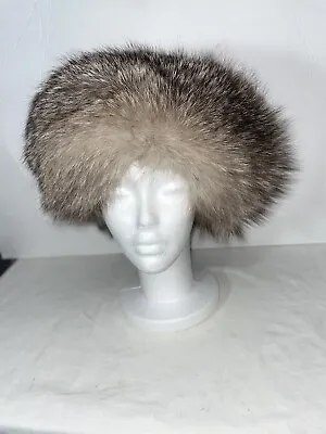 Vintage Ladies Genuine Fox Fur Brim Hate With Felt Crown Russian Style • $74.95