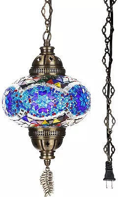 SWAG PLUG IN Turkish Moroccan Mosaic Ceiling Hanging Lamp Pendant Light Fixture • $48.80