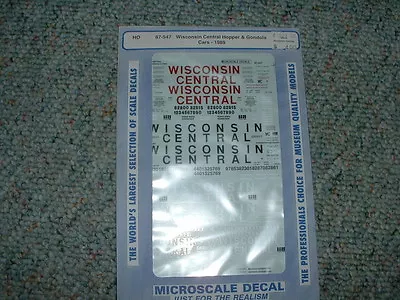 Microscale HO  Decals # 87-547 Wisconsin Cent. Hopper Gondolas 1989 YY • $9.99