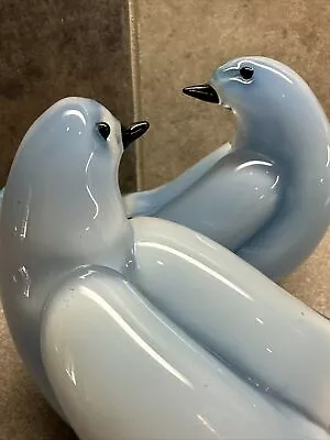 Vintage MURANO Glass Doves Love Birds Pair Blue Opaline Seguso Salviati Formia • $348