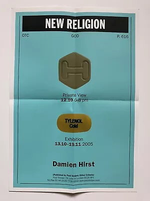 DAMIEN HIRST ‘NEW RELIGION’ Private View Invitation  / Folded Poster 2005. • £74.99