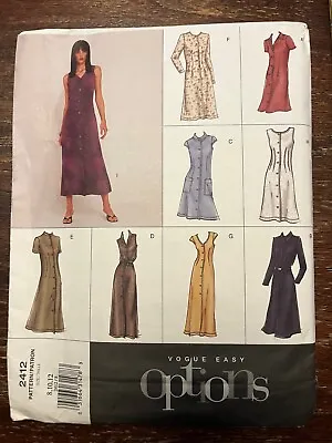 Vogue 2412 UNCUT Sewing Pattern Misses' Petite Dress Size 8-10-12 • $11.99