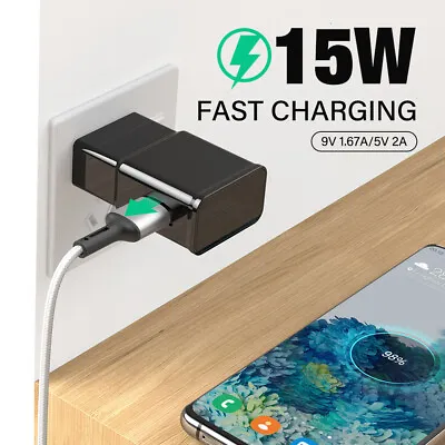 15W USB Wall Charger For Samsung Android QC 3.0 Fast Charging Power Adapter Kit • $11.99