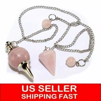 Gemstone Quartz Crystal Pendulum Healing Stone Reiki Chakra Chain Pendant  USA • $5.38