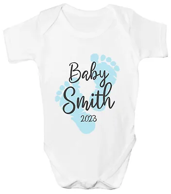 £5.99 • Buy Personalised Baby Grow Vest Any Name White Sleepsuit Shower Gift Announcement