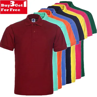 Men's Polo Shirt Golf Sports Plain Casual New Cotton Jersey T Shirt Short Sleeve • $10.99