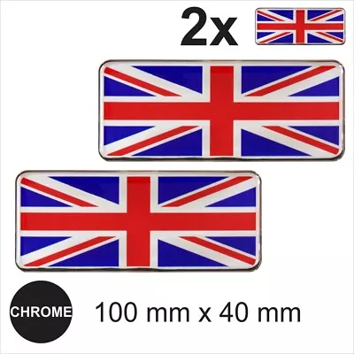 2x GB British Union Jack Flag UK Flags 3D Chrome Sticker Car Domed Resin Badge • £4.49