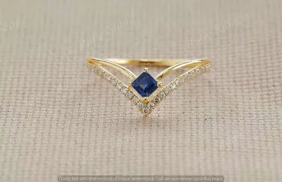 2 Ct Princess CZ Sapphire Enhancer Wedding Ring Yellow Gold Plated 925 Silver • $85.61