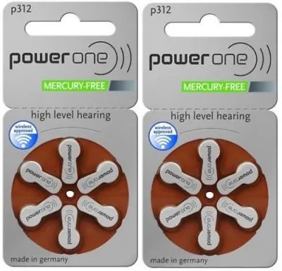 12 X Powerone Mercury Free Hearing Aid Batteries Size 312 Power One Exp Sep 2024 • $4.49