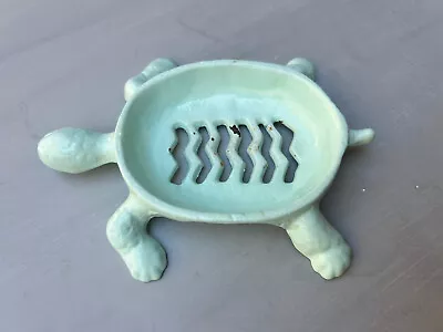 Vintage Enameled Cast Iron Sea Turtle Sponge &/or Soap Dish Holder Sea BlueGreen • $25.49