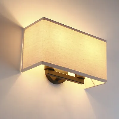 Single 2-Light Sconce Square Fabric Shade Wall Lamp Makeup Vanity Lighting Decor • $89.99