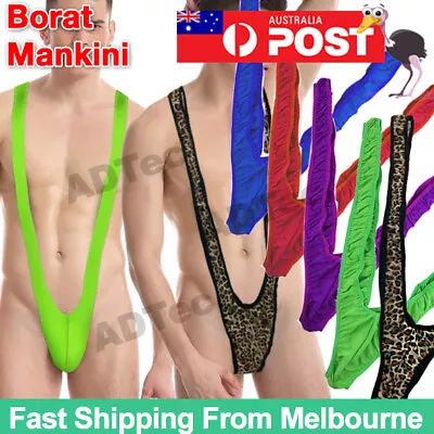 Borat Mankini Costume Green Swimsuit Mens Swimwear Thong Bikini Mankini EA • $6.20