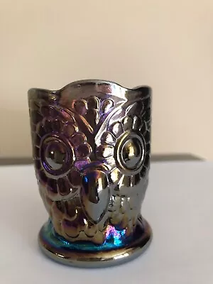 Vintage Imperial Iridescent Carnival Glass Owl Toothpick Holder • $12.50