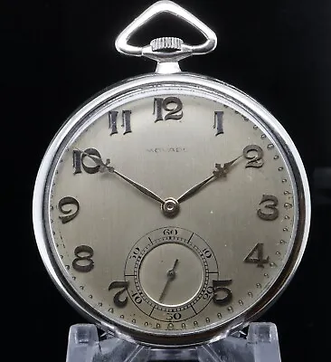 Vintage Art Deco Movado 43.5mm 17 Jewel Open Faced Platinum Pocket Watch • $1950.68