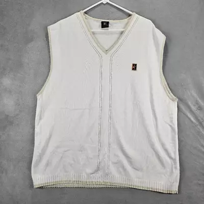 Vtg Nike Vest Mens 2XL White Beige Tennis Court Heritage Cable Knit Sweater • $35