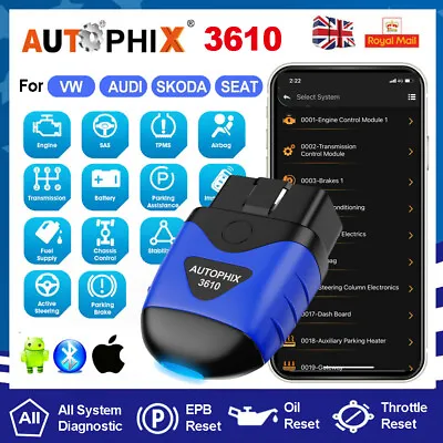 £44.99 • Buy OBDII Bluetooth Scanner All System Diagnostic Tool Car Fault Code Reader EBP Oil