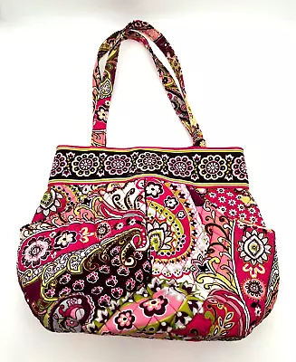 Vera Bradley Very Berry Paisley Shoulder Handbag Purse Tote Lined Cotton • $25