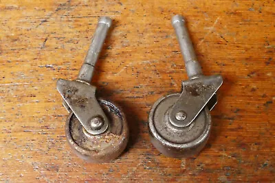 Lot Of 2 - Antique Vintage Rockford #4 Metal Steel Industrial Caster Wheels • $9.95