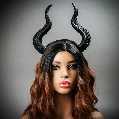 Black Maleficent Fairy Horns HandBand Halloween Costume Head Band Dragon Horns • $17.99