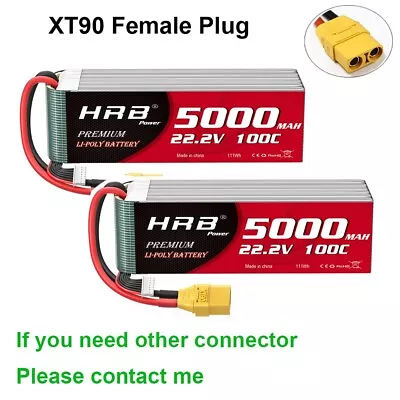£152.50 • Buy 2pcs HRB 22.2V 6S 5000mAh 100C XT90 LiPo Battery For RC Helicopter Drone Truck