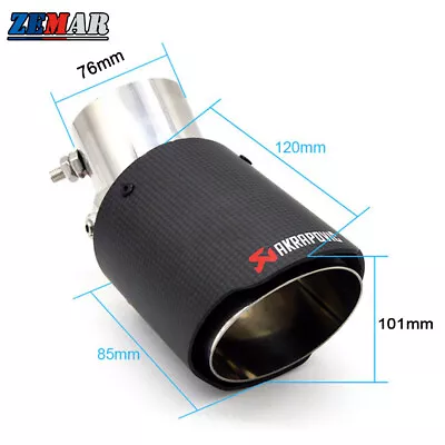 76mm/101mm Curved Exhaust Tip Car Akrapovic Carbon Fiber Adjustable Muffler Pipe • $47.91