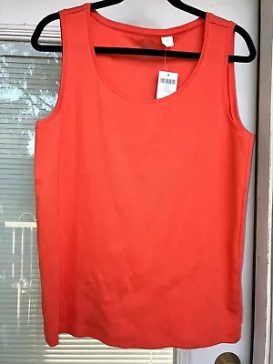 NWT XL SIZE 3 Chico's Outrageous Orange RIBBED COTTON SPANDEX TANK TOP #C02 • $14.99