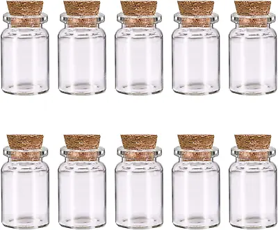 10 Pcs Small Glass Bottles With Cork Lids Mini Glass Bottles With Stoppers Jars • £6.58