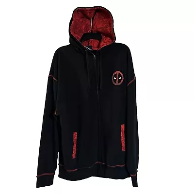 Universal Studios Full Zip Hoodie Mens  Size XL Black Deadpool Double Sided Rare • $24.97