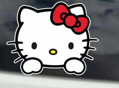 PEEPING HELLO KITTY Sticker Decal Drift JDM Car  Window Funny CUTE BUMPER STI • $9.95